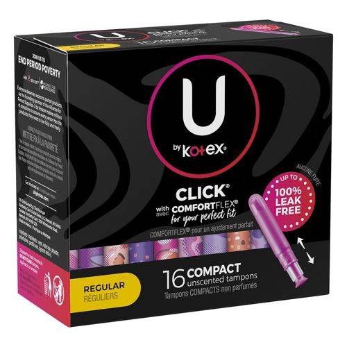 U by kotex tampons compacts non parfumés (16unités) - unscented regular tampons (16 units)