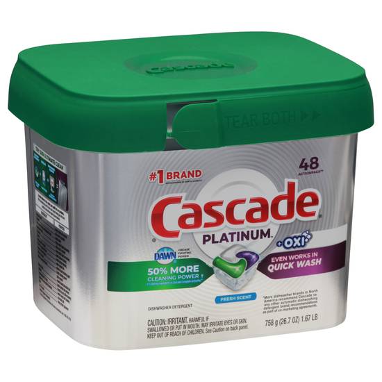 Cascade Platinum Dawn + Oxi Dishwasher Actionpacs Fresh Scent (48 actionpacs)