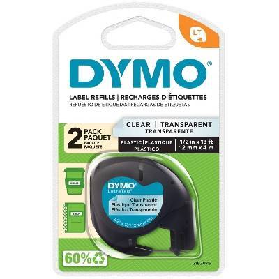 DYMO Letratag Label Tape Cassette, Black-Clear (2 pack)