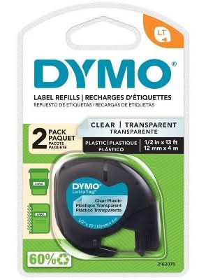 DYMO Letratag Label Maker Tape Refills, 1/2" x 13', Black (2 ct)