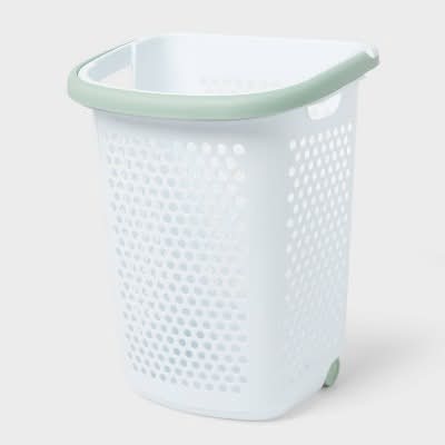 Brightroom Br Rolling Hamper White With Daydream Green Handles
