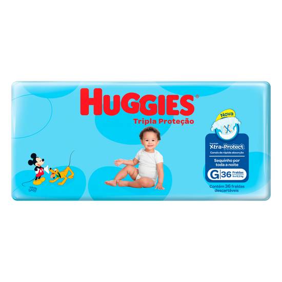 Huggies fralda infantil descartável tripla proteção g (36 unidades)