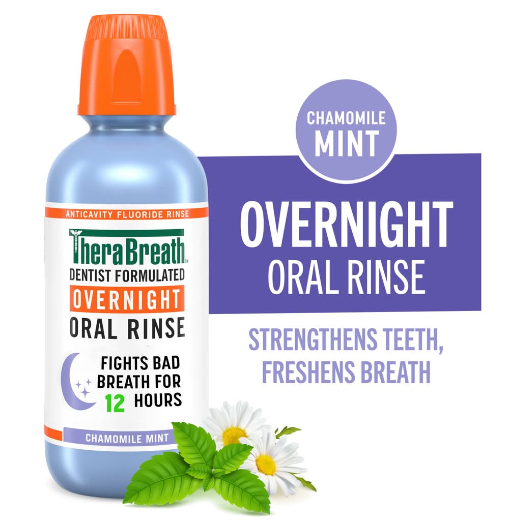TheraBreath Overnight Oral Rinse, Chamomile Mint (16 fl oz)