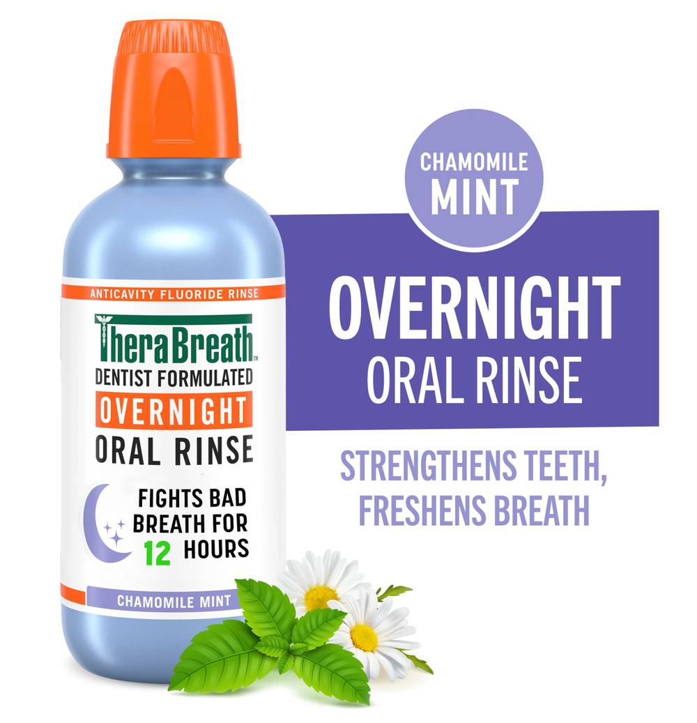 TheraBreath Overnight Oral Rinse, Chamomile Mint (16 fl oz)