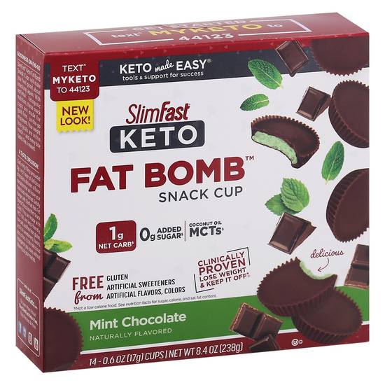 Slimfast Keto Chocolate Mint Cup Fat Bomb Snacks (14 x 0.6 oz)