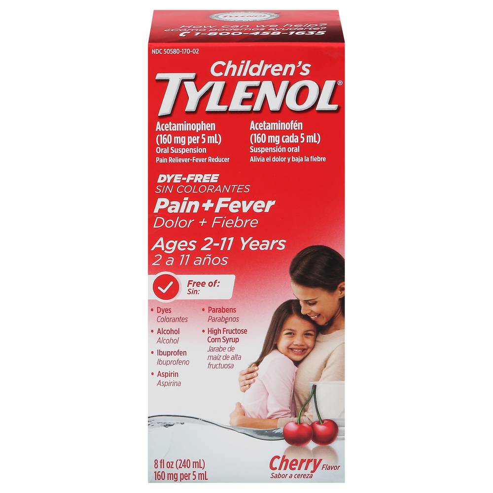 Tylenol Children's Pain + Fever Medicine Dye-Free Cherry