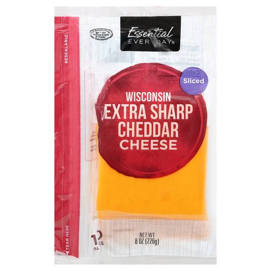 Essential Everyday Sliced Wisconsin Extra Sharp Cheddar Cheese (10 ct)