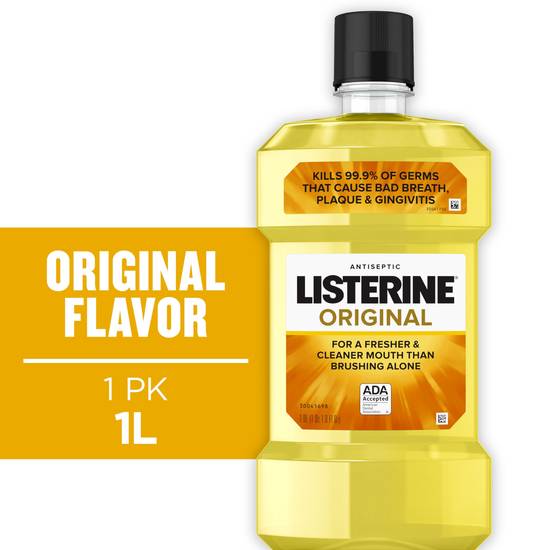 Listerine Antiseptic Mouthwash for Bad Breath, Plaque, and Gingivitis, Original, 1L