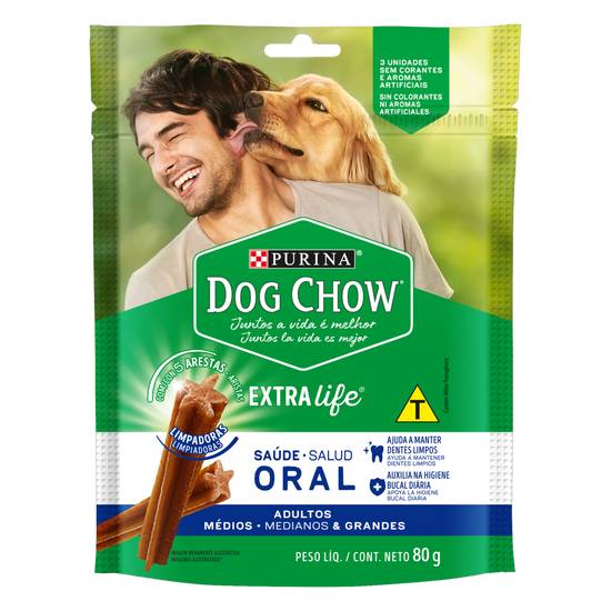 Purina petisco para cães adultos dog chow saúde oral (80 g)