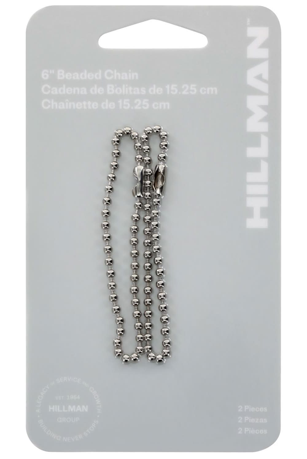 Hillman 6 In. D Metal Silver Beaded Ball Chain