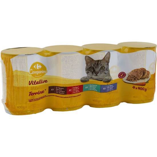 Carrefour Companino - Vitalive pâtée pour chats assortiment terrines