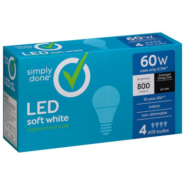 Simply Done Led Soft White Light Bulbs 60 W