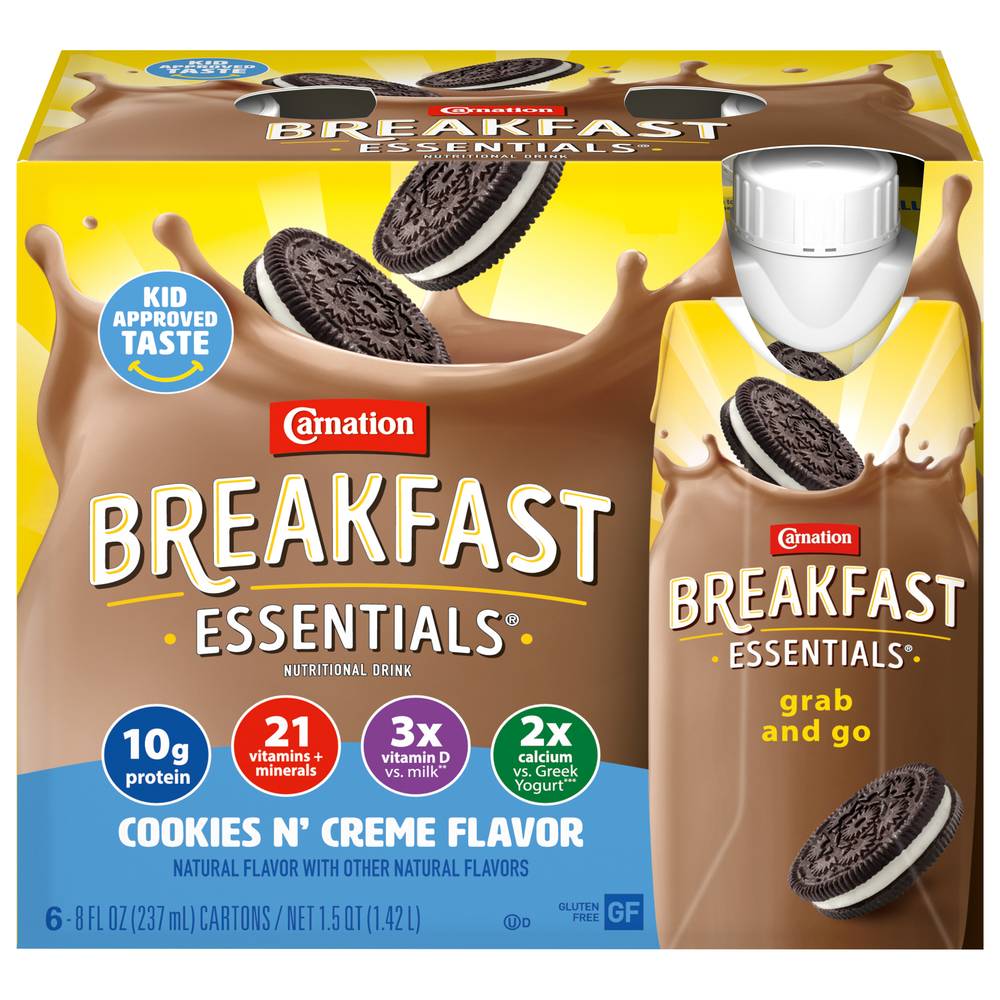 Carnation Breakfast Essentials Cookies N' Creme Drink (6 x 8.37 oz)