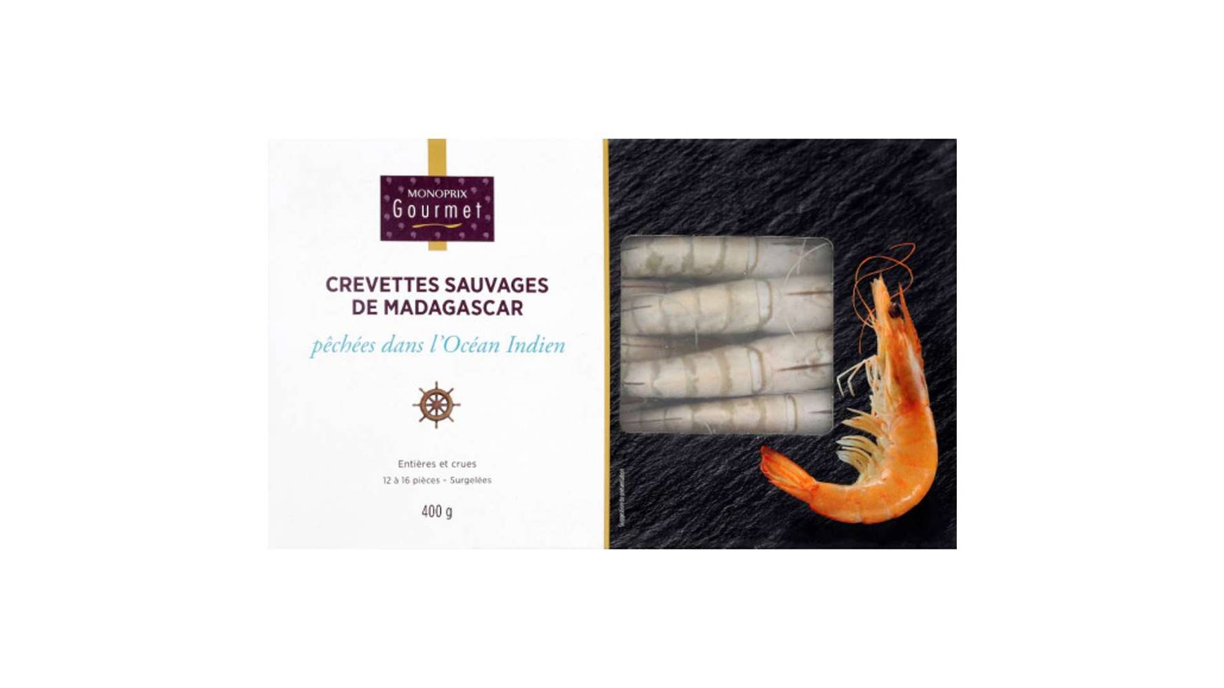 Monoprix Gourmet - Crevettes sauvages de madagascar pêchées dans l'océan indien (400g)