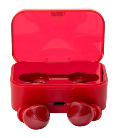 24-Hour True Wireless Earbuds With Mic & Case Red