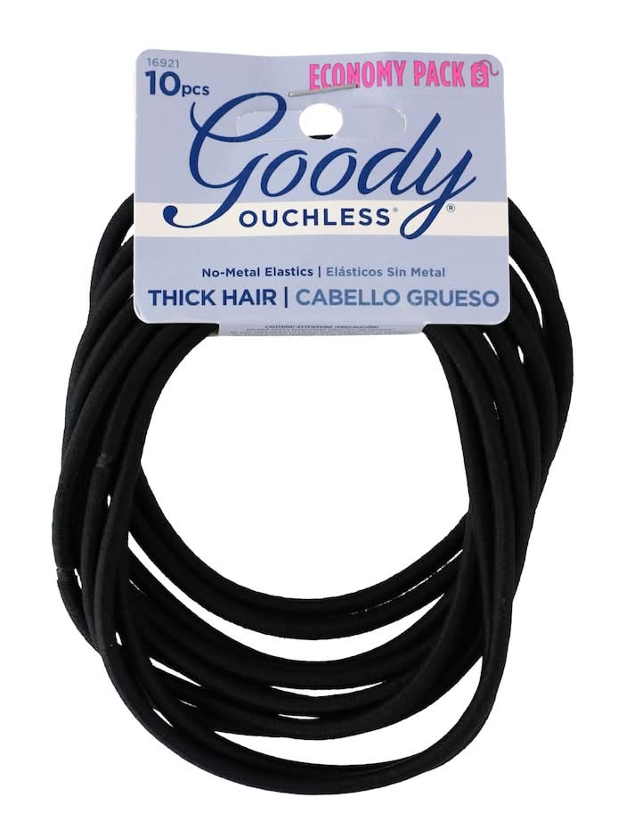 Goody Ouchless Elastics For Thick Hair Economy pack, Black (10 ct)
