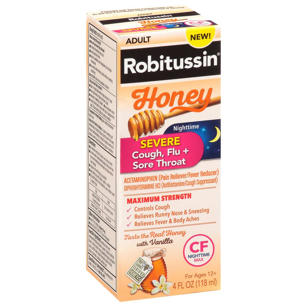 Robitussin Maximum Strength Honey Nighttime Severe Cough Syrup (4 fl oz)