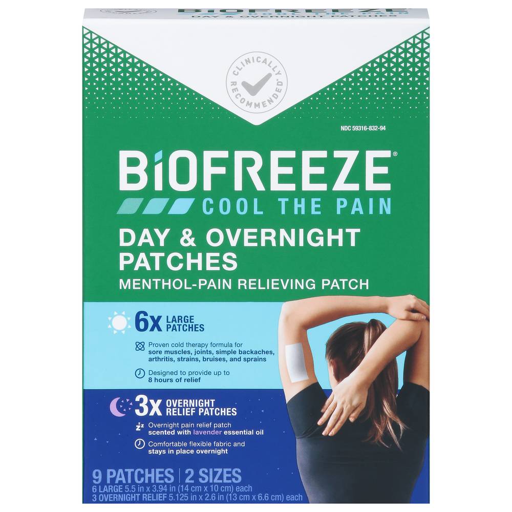 Biofreeze Day & Overnight Menthol-Pain Relieving Patch (9 ct)