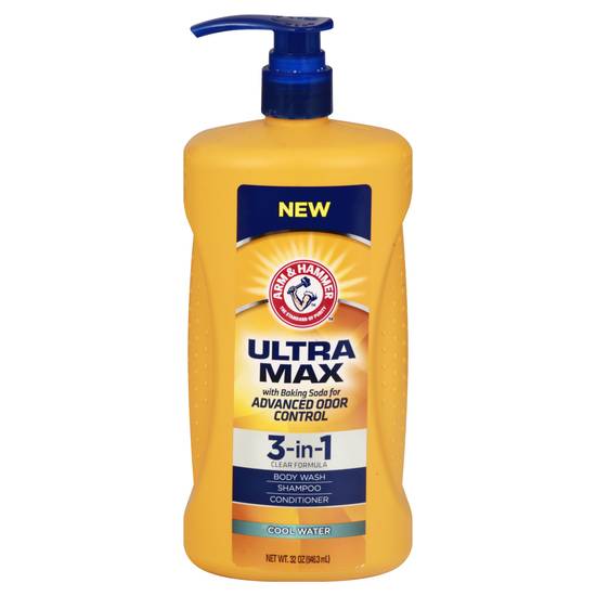 Arm & Hammer Ultra Max 3-in-1 Clear Water Body Wash/Shampoo/Conditioner