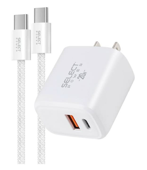 Select Power · Kit de carga con cargador de pared y cable usb-c 20w (2 un)