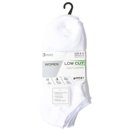 Round the Clock Womens Low Cut Half Cushion Socks (9-11 /white)