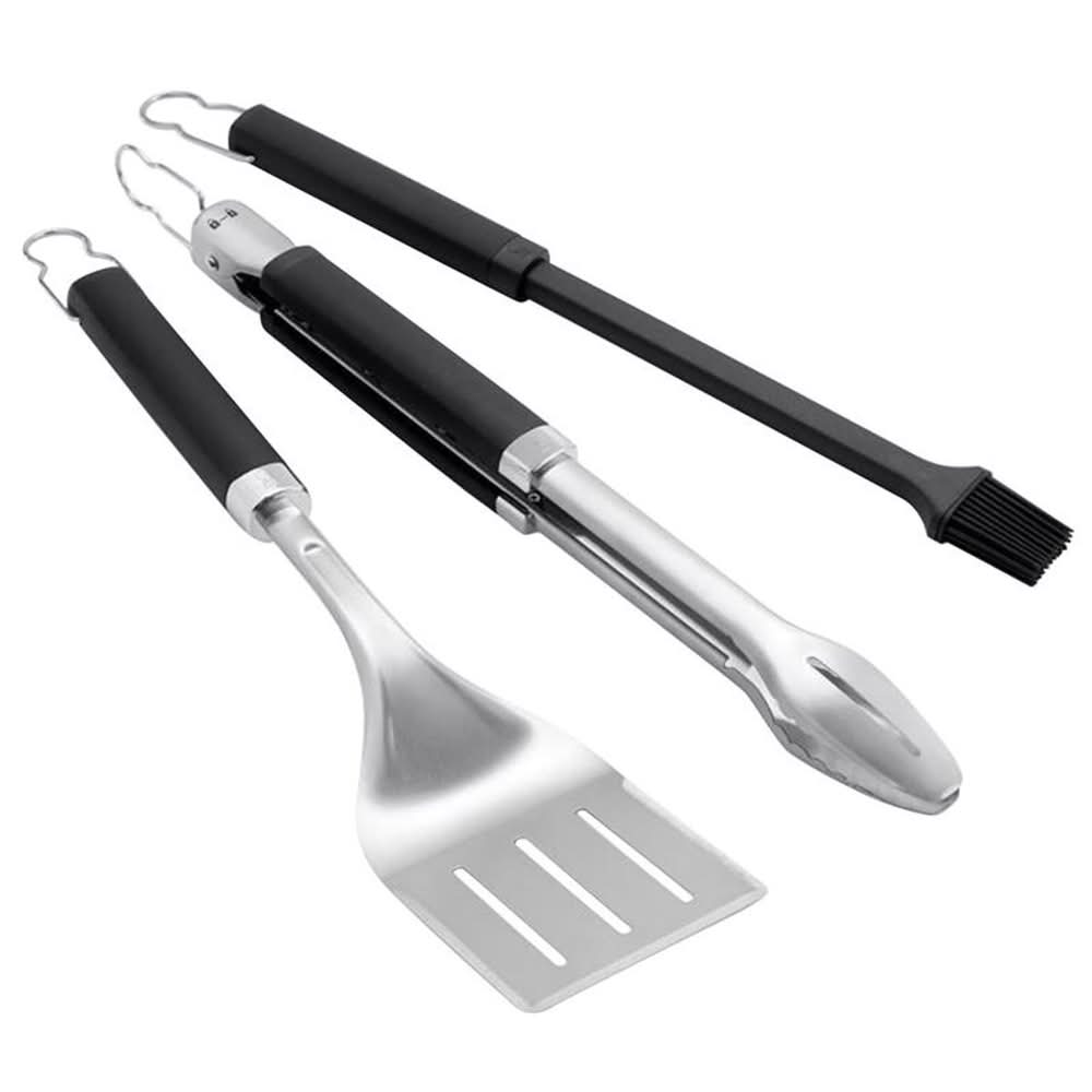 Weber Precision Stainless Steel Black/Silver Grill Tool Set 3 Pc