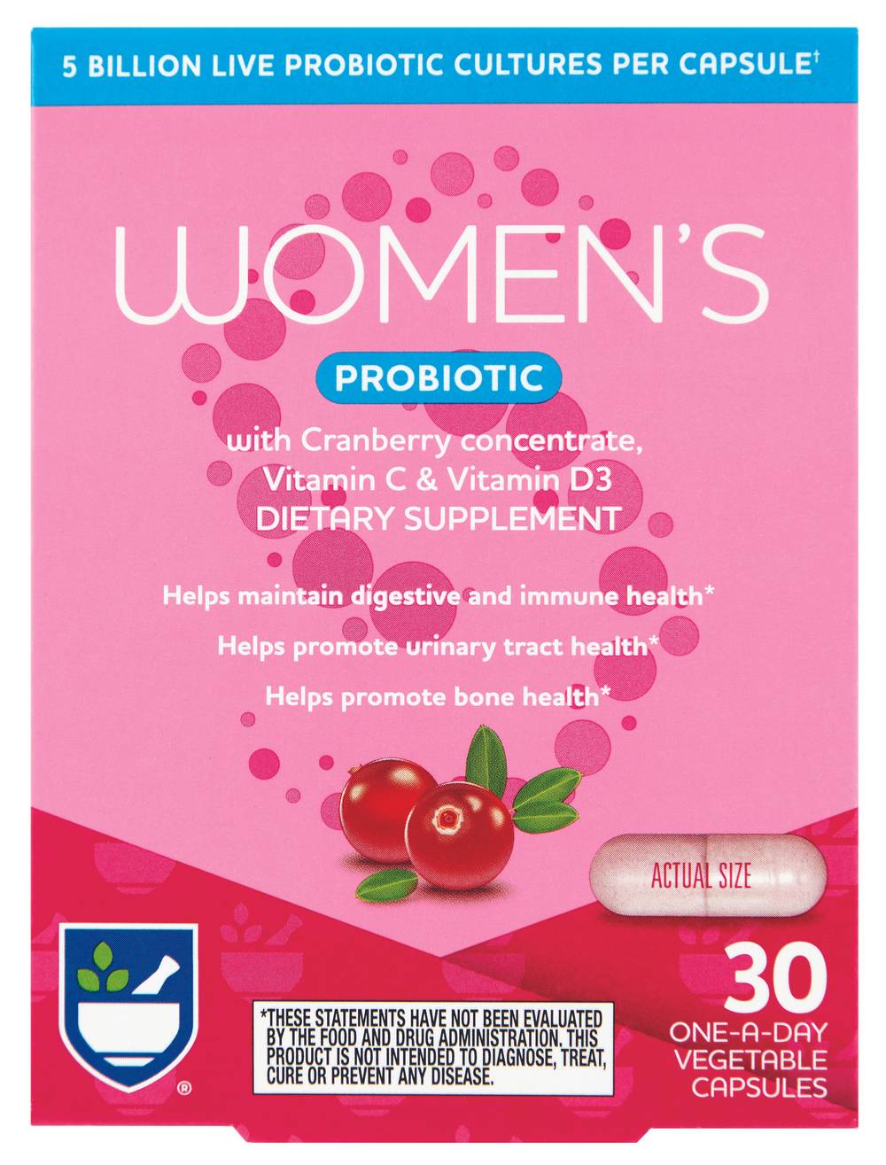 Rite Aid Women's Probiotic Vegetable Capsules (cranberry) (30 ct)