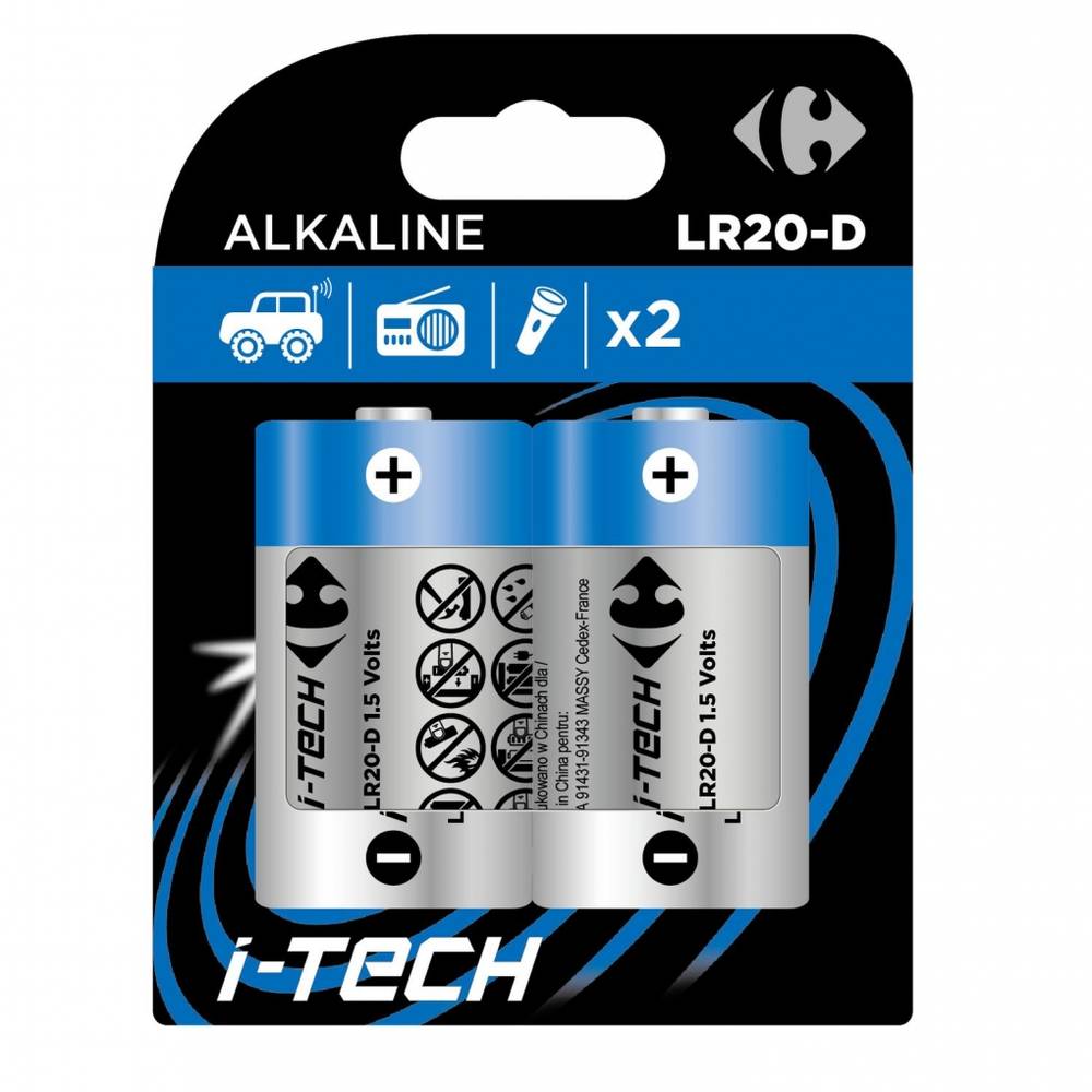 2 PILAS LR20 I-TECH CARREFOUR