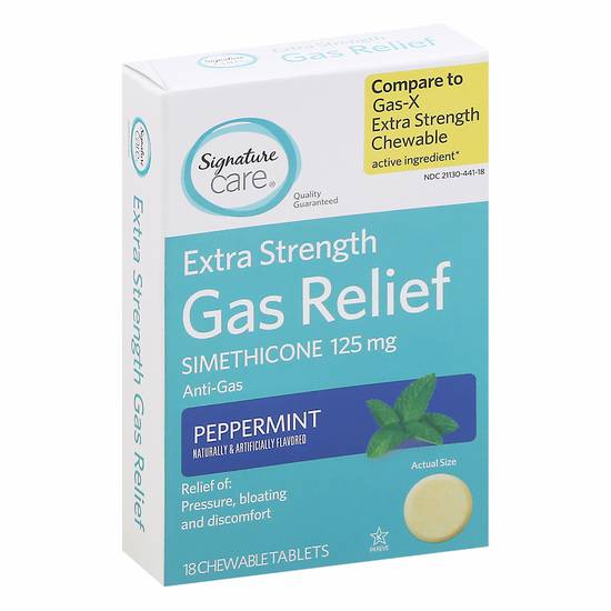 Signature Care Extra Strength Gas Relief Simethicone 125 mg (18 chewables)