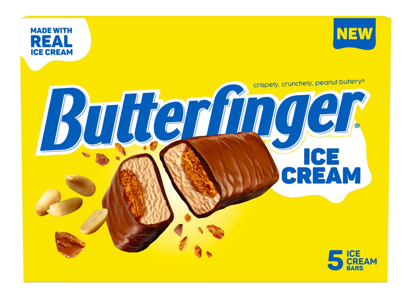 Butterfinger Ice Cream Bars, Crunchy Butterfinger-Chocolate (5 x 2 fl oz)