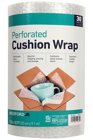 Wexford Perforated Bubble Cushion Wrap, 12in x 30ft