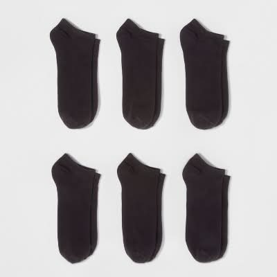 A New Day Low Cut Socks, Size 4-10, Black (6 ct)