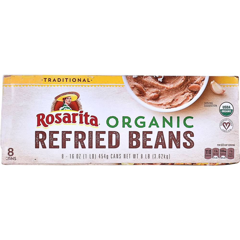 Rosarita Organic Refried Beans, 16 oz, 8-count