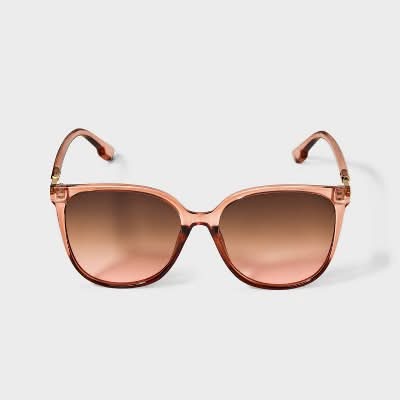 Wild Fable Oversized Plastic Round Sunglasses, Women, S, Crystal Pink