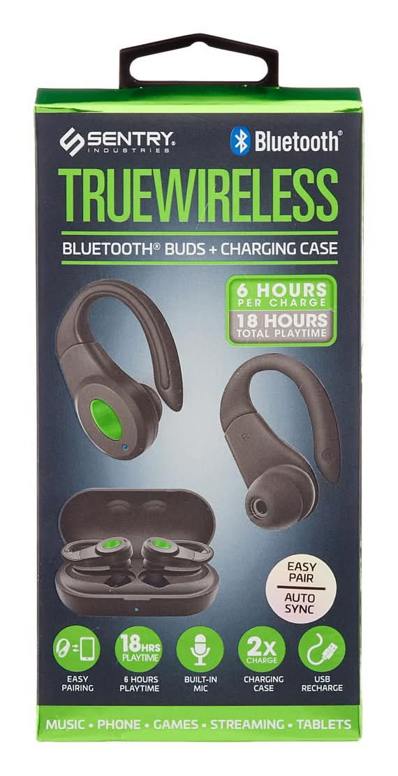 Sentry True Wireless Bluetooth Hook Earbuds With Charging Case