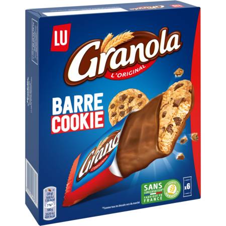 Lu - Biscuits barre cookie aux pépites de chocolat granola (6 pièces)