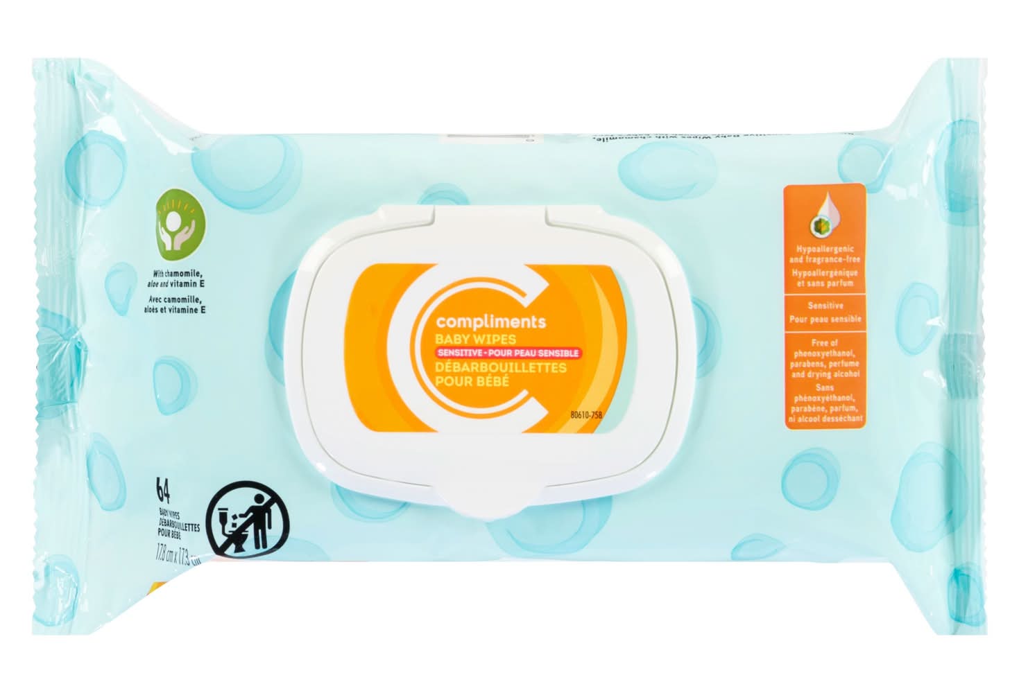 Compliments Little Ones Sensitive Baby Wipes (64 ct)