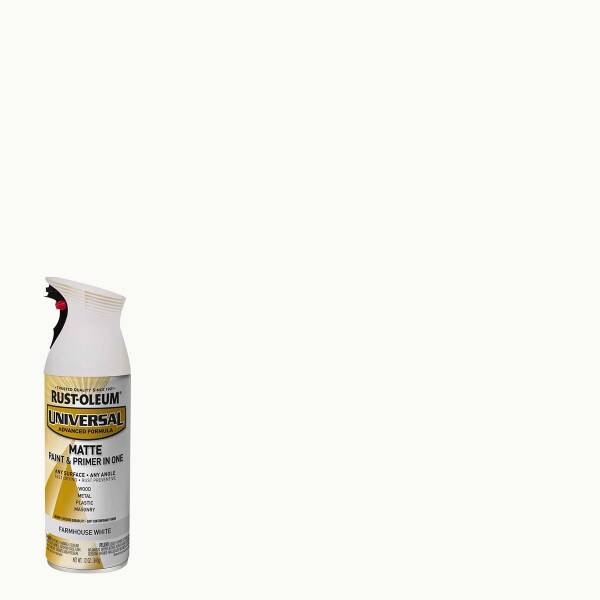 Rust-Oleum Universal Matte Paint & Primer in One Spray Paint-376725, 11 ounce, Farmhouse White