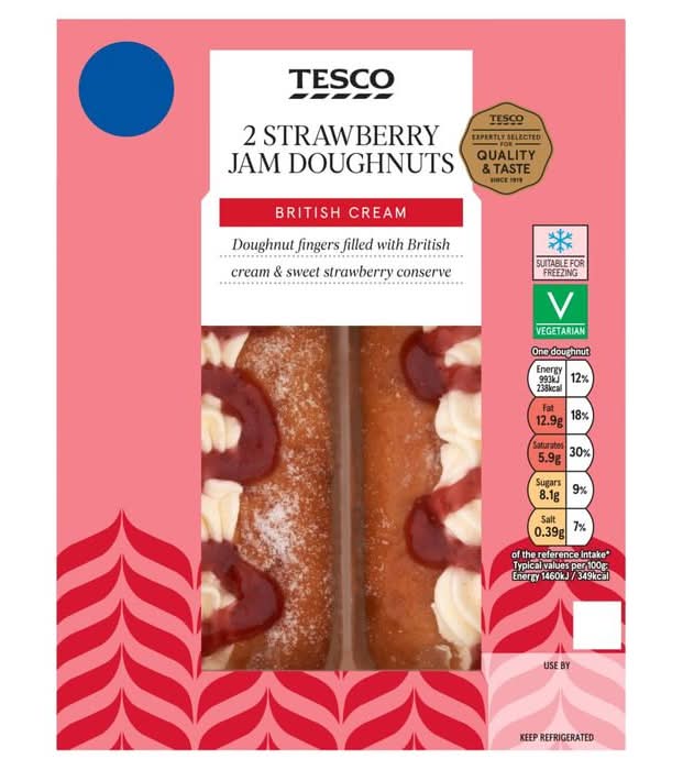 Tesco Strawberry Jam Doughnuts 2's