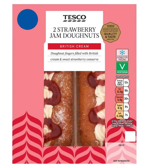 Tesco 2 Strawberry Jam Doughnuts (392630)