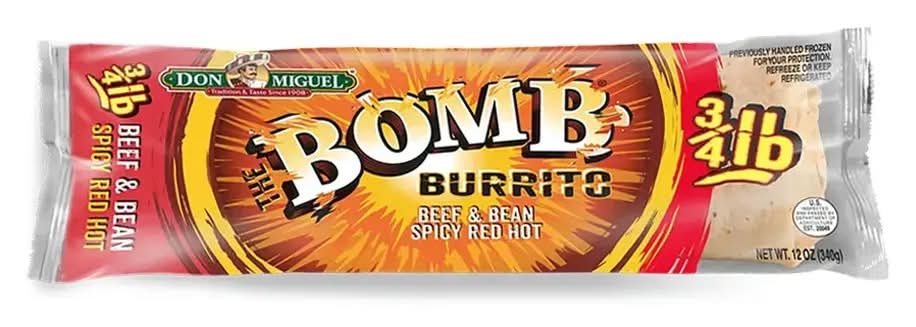 Don Miguel Bomb Burrito Beef and Bean Spicy Red Hot
