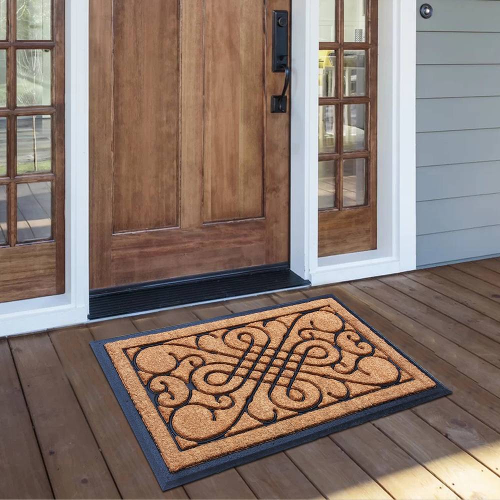 Style Selections 2-ft x 3-ft Natural/Black Coir/Rubber Rectangular Indoor Door Mat | JJ/2P/761