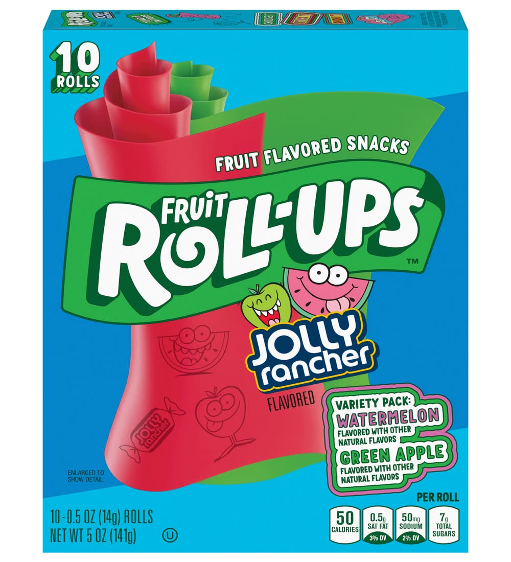 Fruit Roll-Ups Fruit Flavored Snacks, Jolly Rancher (0.5 oz, 10 ct)