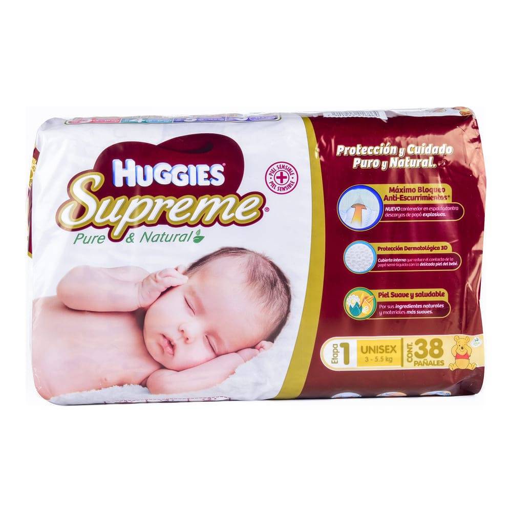 Huggies pañales supreme protección delicada (unisex/etapa 1) (40 un)