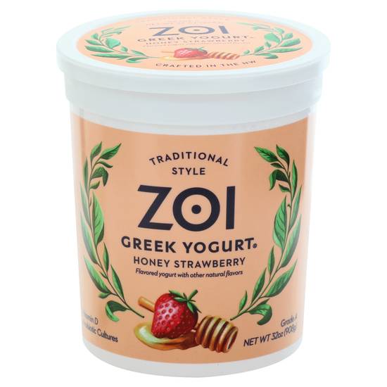 Zoi Honey Strawberry Traditional Style Greek Yogurt (32 oz)