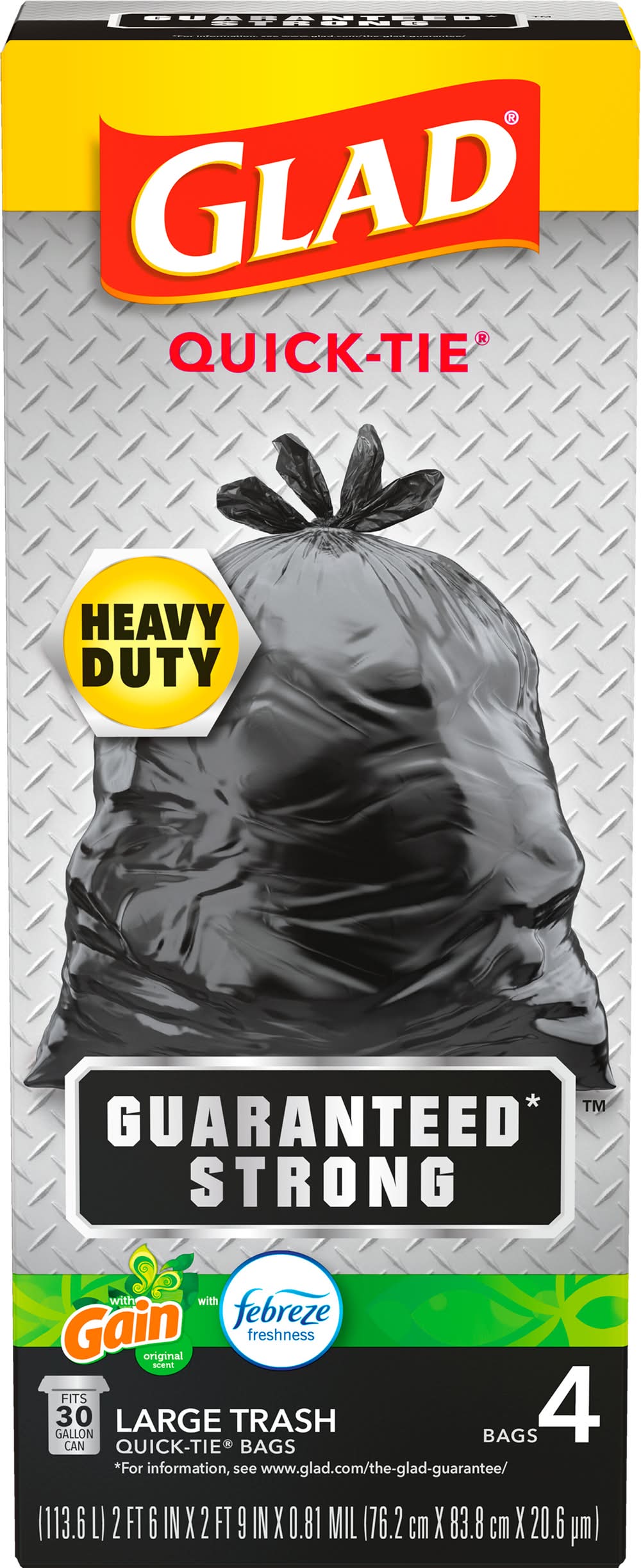 Glad Large Quick Tie Trash Bags Odorshield Gallon Black Trash Bag (4 ct)