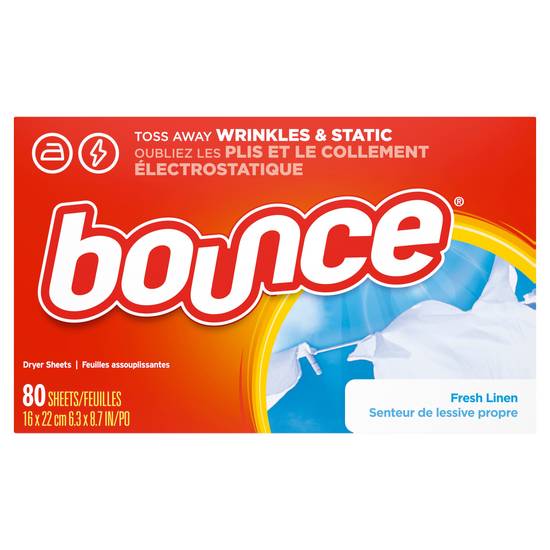 Bounce Fabric Softener Dryer Sheets, Fresh Linen, 80 CT