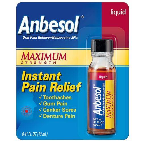 Anbesol Maximum Strength Oral Pain Relief Liquid - 0.41 Fl Oz