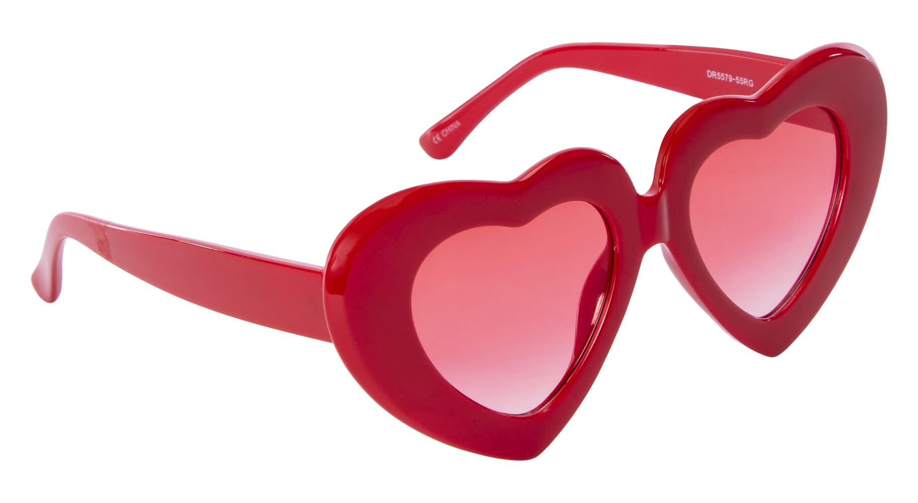 Ladies Plastic Bubble Heart Sunglasses Red