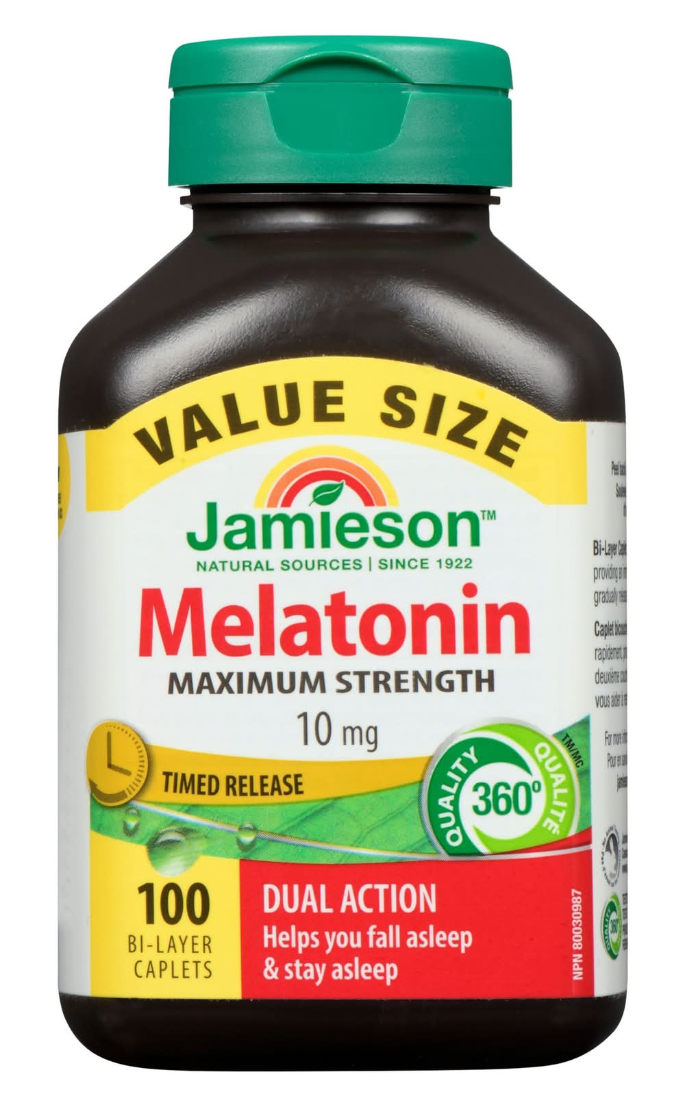 Jamieson Sleep Support Melatonin 10 mg Value Size 100 Bi-Layer Caplets (90 g)